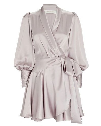 Shop Zimmermann Silk Mini Wrap Dress In Light Purple