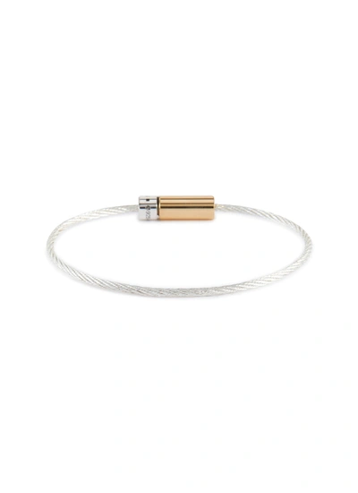 Shop Le Gramme Cable' Gold Silver Screw Closure Bracelet 9g In Metallic