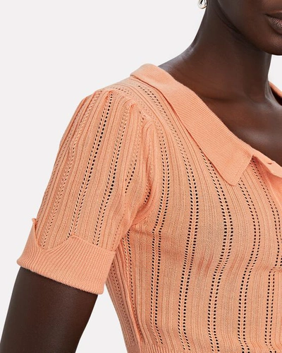 Shop For Love & Lemons Phoebe Cropped Knit Polo Top In Orange
