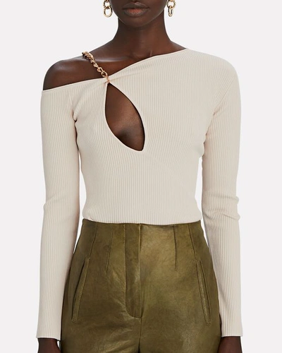 Shop Nicholas Paloma Chain-embellished Knit Top In Ivory