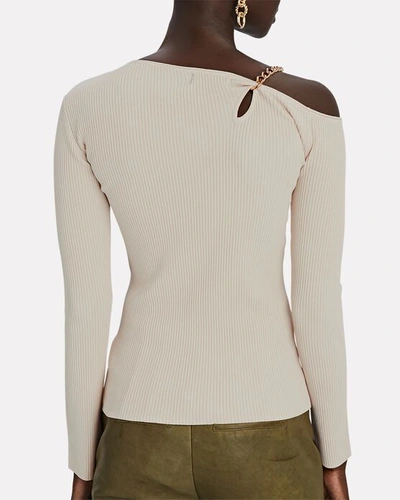Shop Nicholas Paloma Chain-embellished Knit Top In Ivory