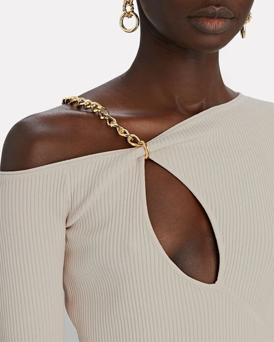 Shop Nicholas Paloma Chain-embellished Knit Top In Ivory