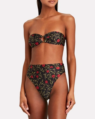 Shop Agua By Agua Bendita Comino Hedera Printed Bikini Bottoms In Black