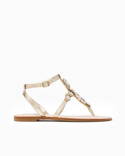 Shop Lilly Pulitzer Katie Embellished Sandal In Gold Metallic