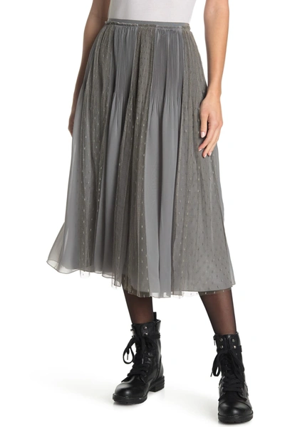 Shop Red Valentino Muslin And Point D'esprit Tulle Pleated Skirt In Grey Moon Gz7