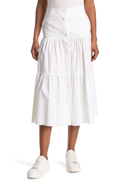 Shop Red Valentino Tiered Maxi Skirt In Bianco Ottico 001