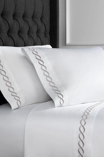 Melange King 600 Thread Count Cotton Rope Embroidered Sheet 4-piece Set In Grey