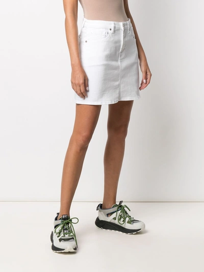7 For All Mankind Cotton Denim Mini Skirt In Prince St In White