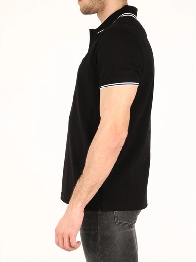 Shop Moncler Cotton Polo Shirt Black
