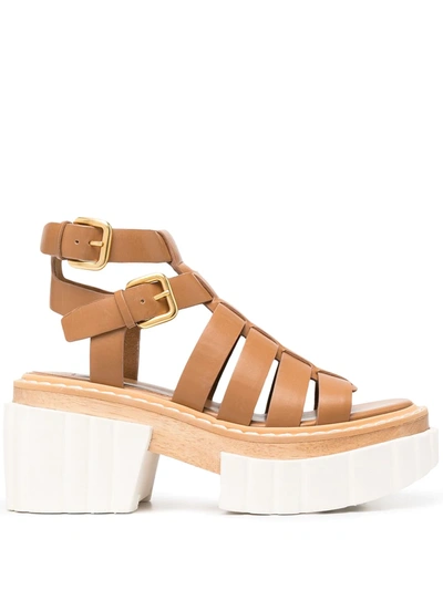 Shop Stella Mccartney Strappy Platform Sandals In Brown