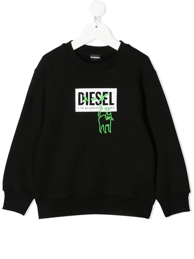 Shop Diesel Logo Crew-neck Sweatshirt In Black