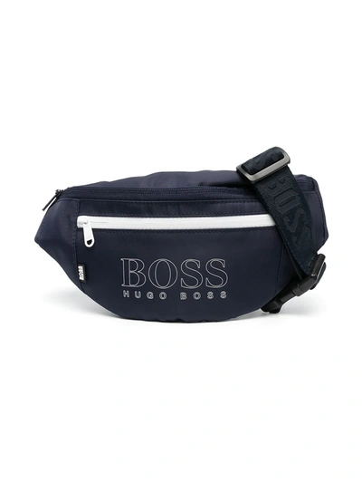 Shop Bosswear Contrast Zip Logo Belt Bag In Blue