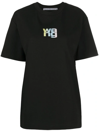 Shop Alexander Wang Gradient Logo T-shirt In Black