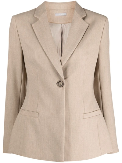 Shop 12 Storeez Dart-detail Buttoned Blazer In Neutrals