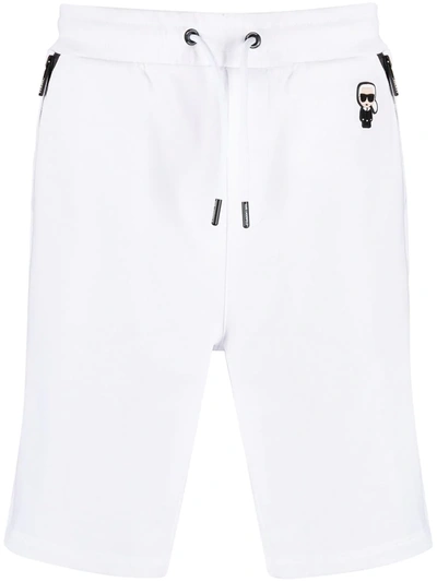 Shop Karl Lagerfeld Ikonik Karl-patch Track Shorts In White