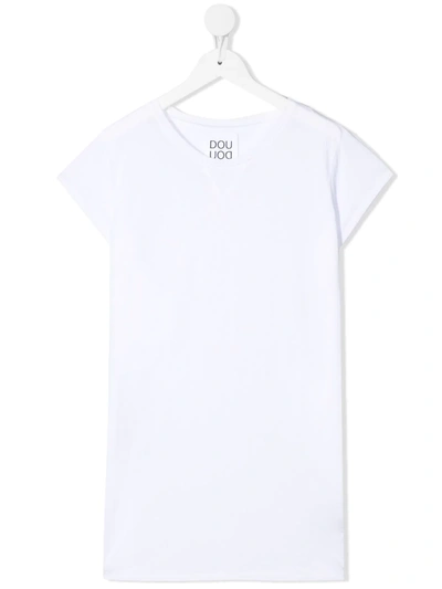 Shop Douuod Teen Round Neck T-shirt In White