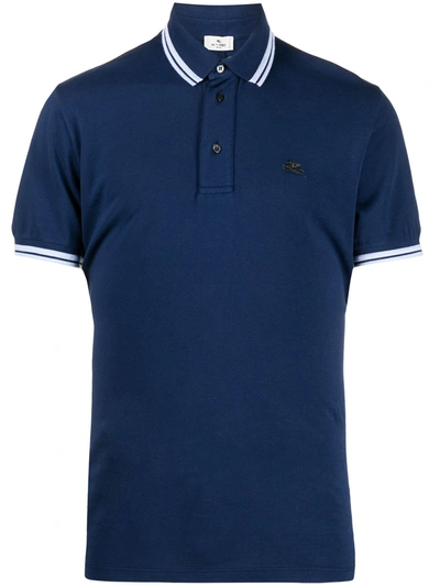 Shop Etro Pegaso Polo Shirt In Blue