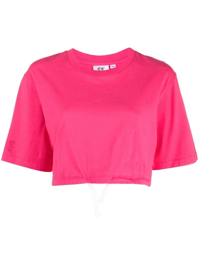 Shop Les Girls Les Boys Drawstring Cropped T-shirt In Pink