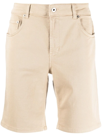 Shop Dondup Straight-leg Cotton Bermuda Shorts In Neutrals