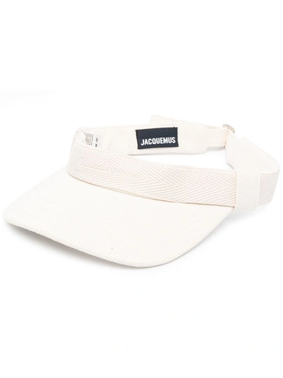 Shop Jacquemus Embroidered Logo Visor In Neutrals