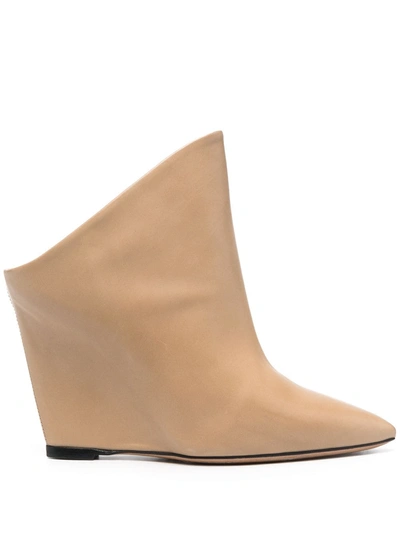 Shop Isabel Marant 110mm Wedge Mules In Neutrals