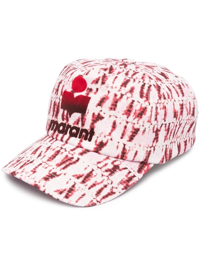 Shop Isabel Marant Flocked-logo Printed Baseball Cap In Red