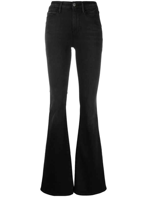 high rise flare black jeans