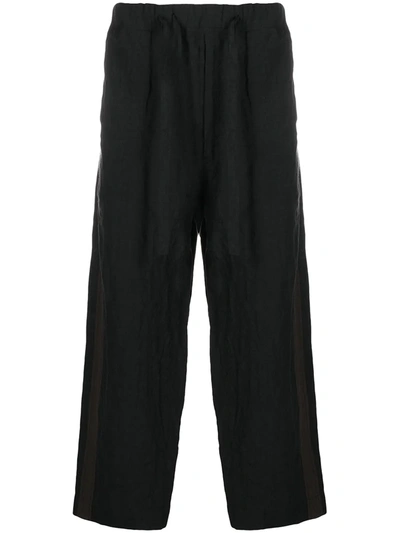 Shop Ziggy Chen Loose-fit Linen Trousers In Black