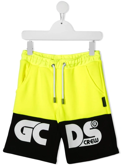 Shop Gcds Colour-block Track Shorts In Yellow