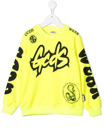 Shop Gcds Logo-print Sweatshirt In Yellow