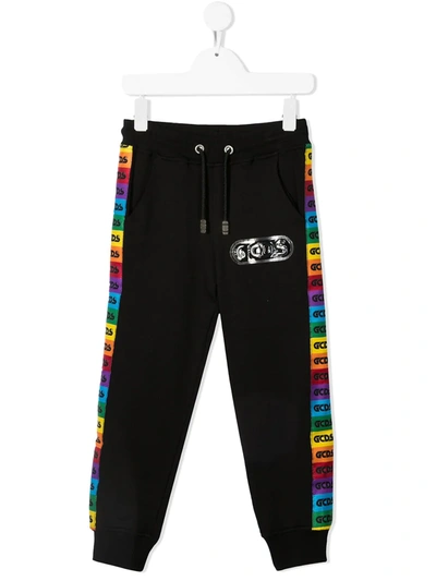 Shop Gcds Rainbow Logo-tape Track Pants In Black
