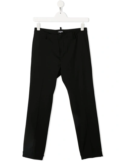 Shop Dsquared2 Teen Slim-leg Wool Trousers In Black