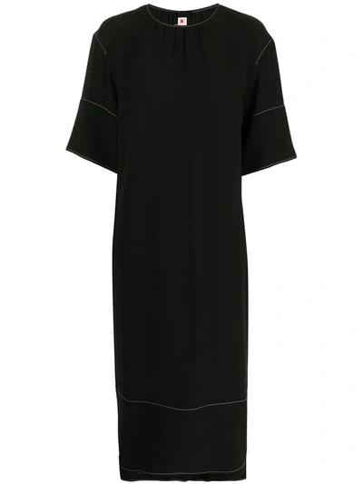 Shop Marni Contrast-stitching Shift Dress In Black