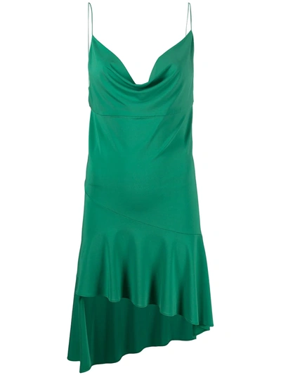 Shop Andamane Cowl Asymmetric Mini Dress In Green