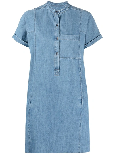 Shop Apc Denim Short-sleeved Dress In Blue