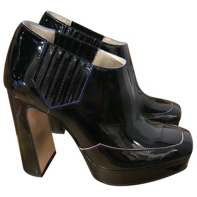 Pre-owned Pollini Leather Ankle Boots In Black