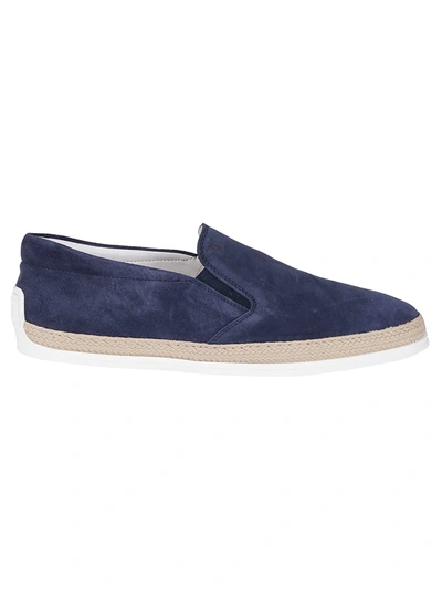 Shop Tod's Blue Suede Slip-on Sneakers