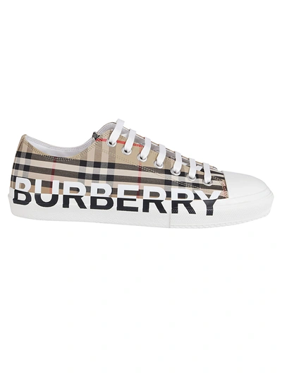 Shop Burberry Beige Cotton Sneakers In Archive Beige