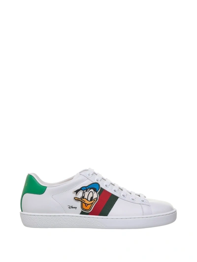 Shop Gucci Acewith With Donald Duck In Bianco