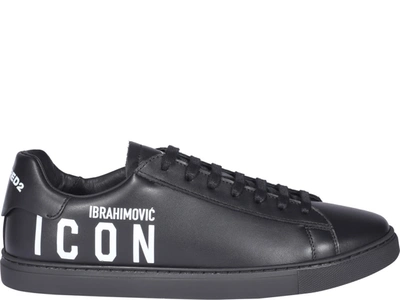 Shop Dsquared2 New Tennis Logo Icon Sneakers In Black