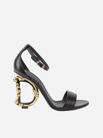 Shop Dolce & Gabbana Dg Baroque Heel Nappa Sandal In Black