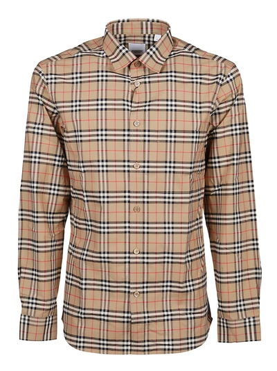 Shop Burberry Casual Shirt Simpson In Archive Beige Chk