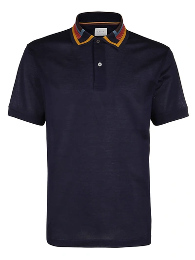 Shop Paul Smith Blue Cotton Polo Shirt In Dark Navy