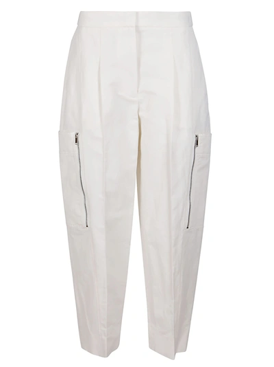 Shop Stella Mccartney White Cotton-linen Blend Trousers In Cream