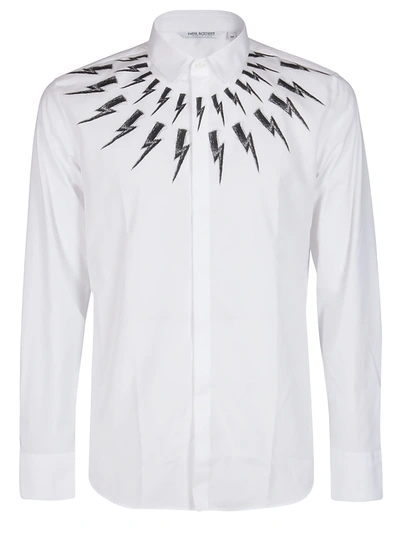 Shop Neil Barrett White Cotton Shirt In White/black