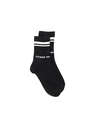 Comme Des Garçons Striped-edge Logo-print Socks In 2