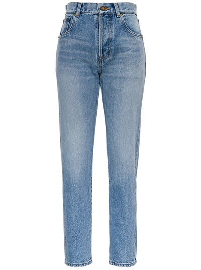 Shop Saint Laurent Five-pockets High-waisted Denim Jeans In Blu