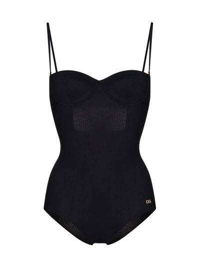 Shop Dolce & Gabbana One Piece Bra In Black