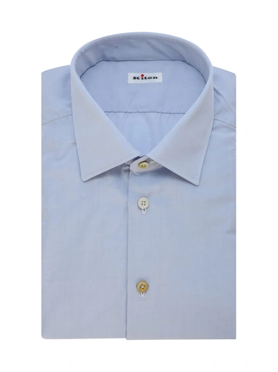 Shop Kiton Cotton Shirt In Light Blue