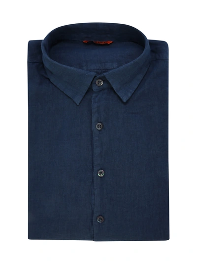Shop Barena Venezia Henley Linen Shirt In Cobalto